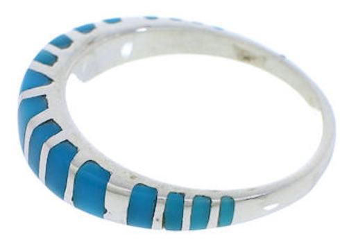 Silver Southwestern Turquoise Inlay Ring Size 6-3/4 TX45465